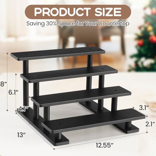 Lzhevsk Wooden Display Riser Stand 4 Tier Black