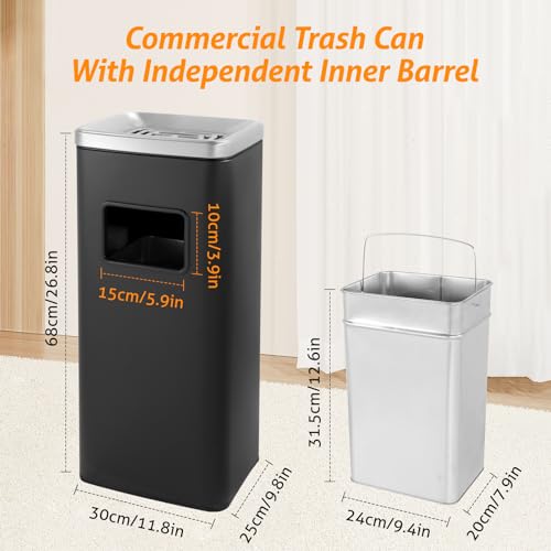 WICHEMI 4 Gallon Commercial Outdoor Trash Can with Lid and Removable Inner Bucket