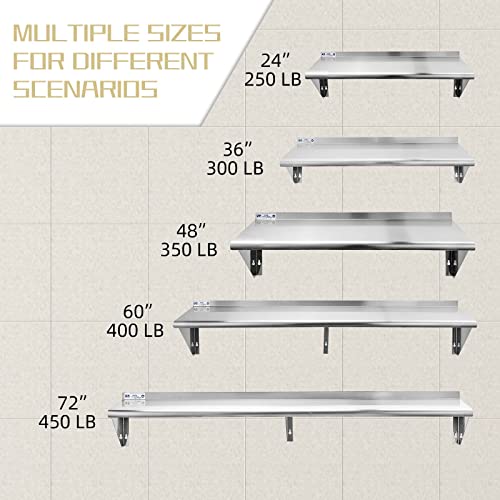 Hally Stainless Steel Shelf 14x36 Inches 300 lb Wall Mount