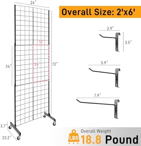 Bonnlo 2 x 6 Detachable Gridwall for Easy Transport