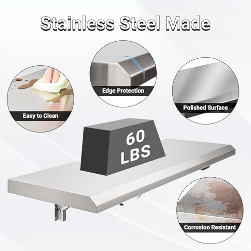 Folding Concession Shelf 48x18 Stainless Steel Serving Rack