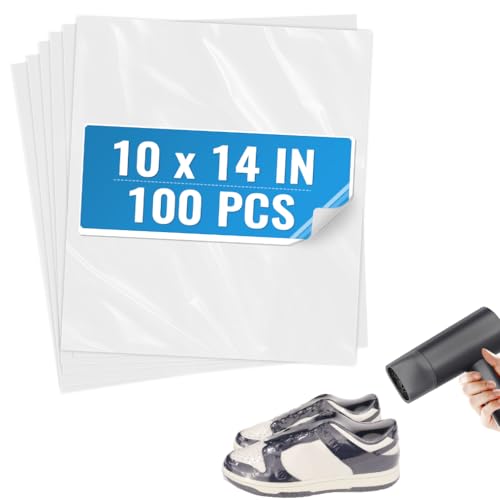 Yeumk 50PCS 10x14 Inch Clear PVC Heat Seal Shrink Wrap Bags for Packaging