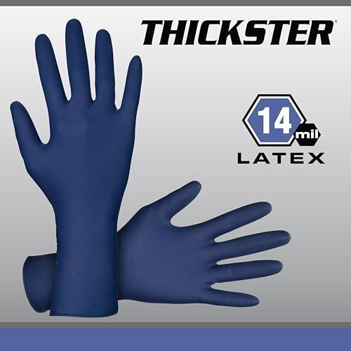 SAS Thickster Powdered Latex Gloves 14 Mil Large Blue Box of 50