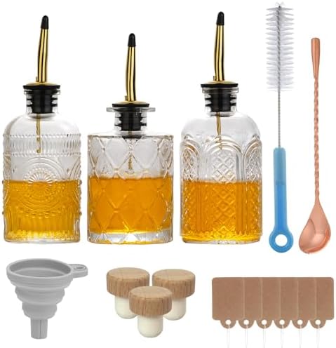 WHJY 3 Pack Small Syrup Dispenser with Pour Spout and Cleaning Tools