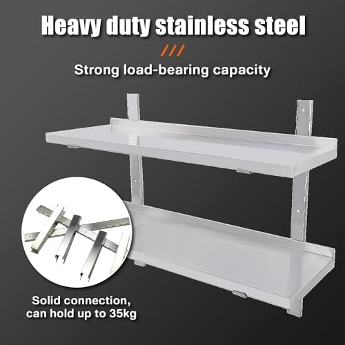 DULNICE Stainless Steel Shelf 394 x 126 Commercial Floating Wall Shelf with Brackets 154lbs Capacity