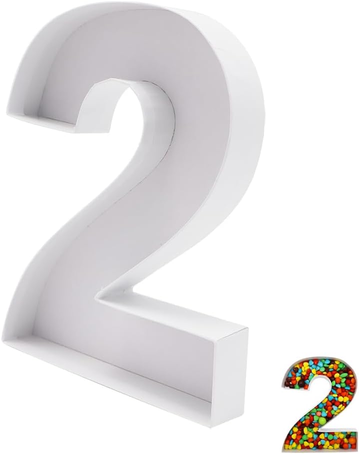 QRQR Number 2 Shaped Paper Mache Trays for Birthday Treats