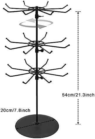 Medium Duty Adjustable Three Tier Counter Top Spinner Display Stand Black