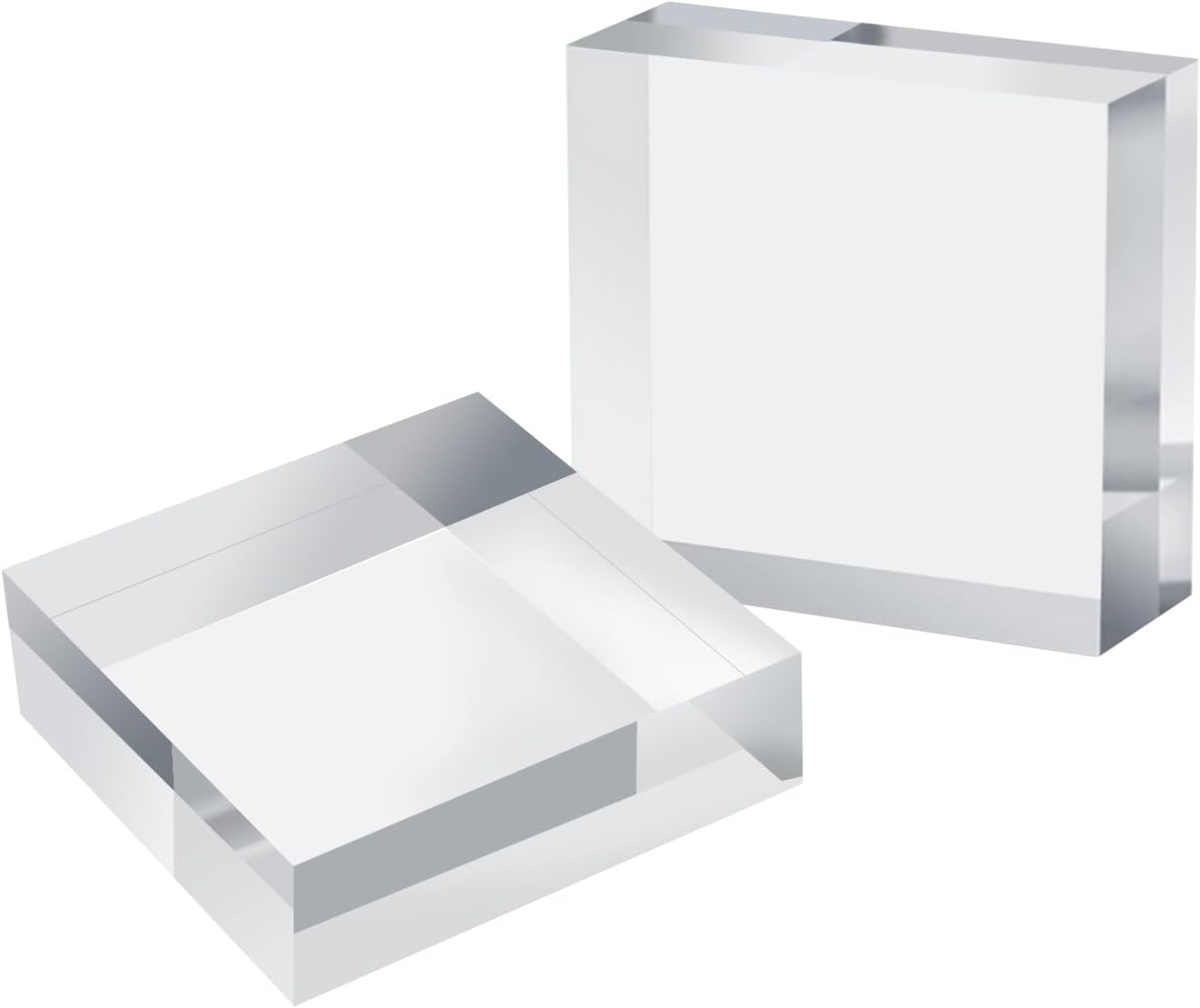 Hewomate Acrylic Display Block 2 Pieces 3x3x1 Inch Floating Pedestal Base