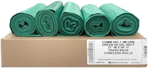 Ultrasac Heavy Duty 55 Gallon Trash Bags 50 Pack Green