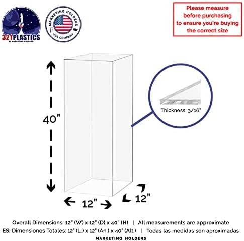 Clear Platform Display Box 12x12x40 Inch Pedestal Cube No Lid