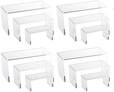 888 Display USA 12 Clear Acrylic Jewelry Display Risers for Retail and Home Use