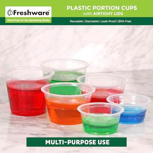 Freshware 2 Ounce Portion Cups with Lids 100 Sets