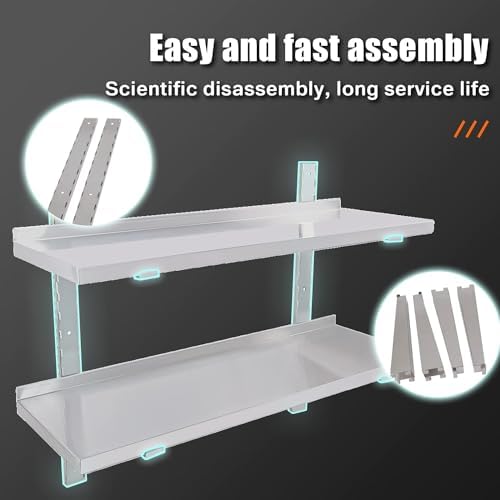 DULNICE Stainless Steel Shelf 394 x 126 Commercial Floating Wall Shelf with Brackets 154lbs Capacity