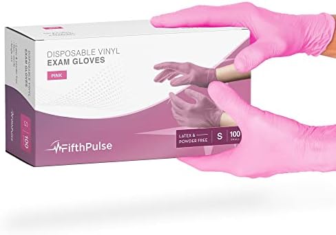 FifthPulse Pink Vinyl Disposable Gloves 100 Pack