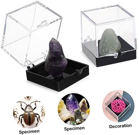 ABOOFAN 48Pcs Plastic Transparent Display Case for Mineral Specimens