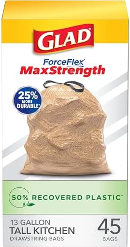 Glad Tall Kitchen Trash Bags 13 Gallon 45 Count