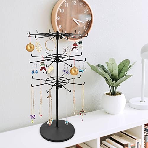 Heavy Duty Adjustable Three Tier Counter Top Spinner Display Stand Black