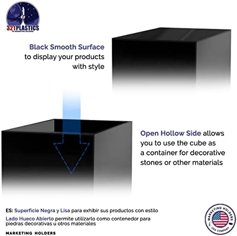 8 Inch Glossy Black Acrylic Display Riser Box No Lid