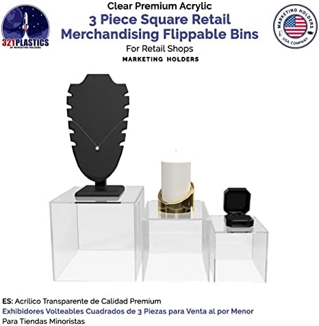 3 Piece Clear Display Riser Boxes for Retail Use