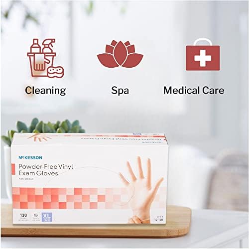 McKesson Vinyl Exam Gloves XL 130 Count 1 Box
