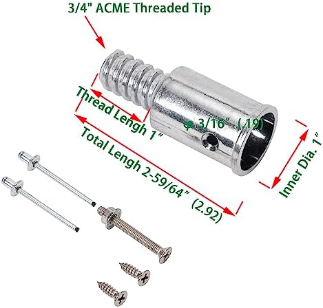 2-Pack 1 Inch Threaded Tips for Broom Handle Repair