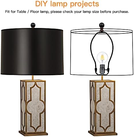 Helunsi 8 Inch Lamp Harp Set with Black Shades