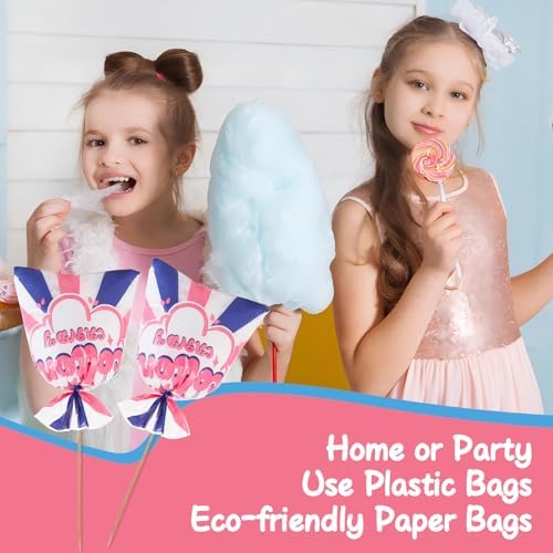 50 Pcs Cotton Candy Bags with Ties for Parties and Events
