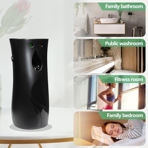 2 Pcs Automatic Air Freshener Spray Dispenser with Wall Mount Option Black
