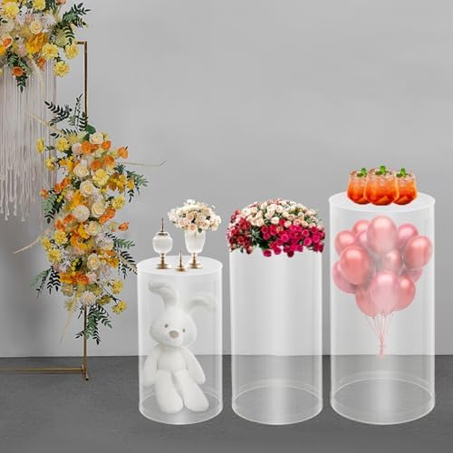 3PCS Clear Cylinder Display Stands for Parties