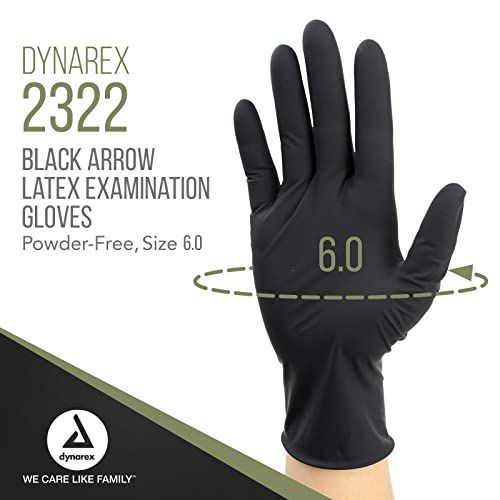 Dynarex Black Arrow Disposable Latex Exam Gloves Powder-Free Medium 1000 Count