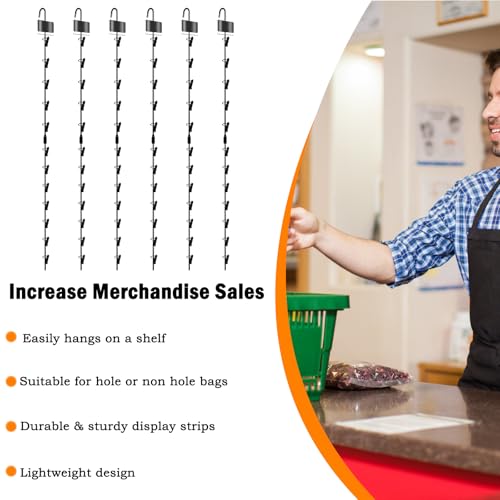 6 Pack Light-Duty Metal Hanging Strips with Hooks Black
