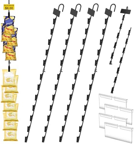 Hanging Merchandise Strips with Hooks 4Pcs Black