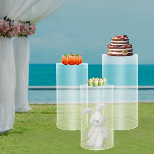3PCS Clear Cylinder Display Stands for Parties