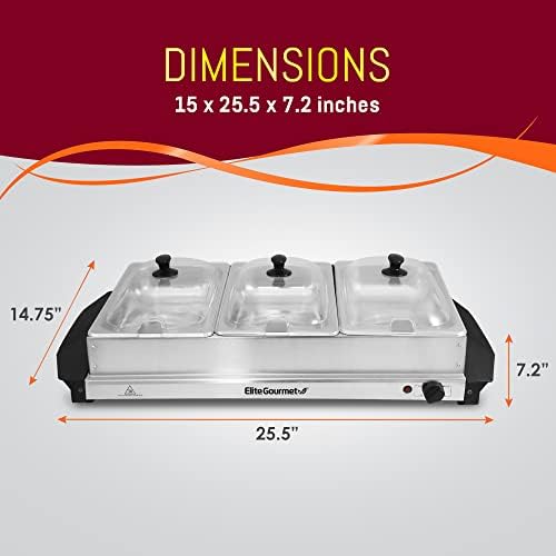 Elite Gourmet EWM-6171 Triple 25 Qt Trays Food Warmer