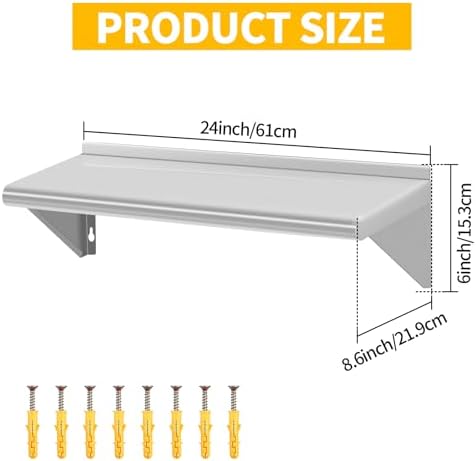 RAILEN Stainless Steel Floating Shelving 2PACKS