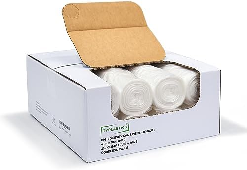 TYPLASTICS 45-48 Gallon Clear Trash Can Liners 200 Pack