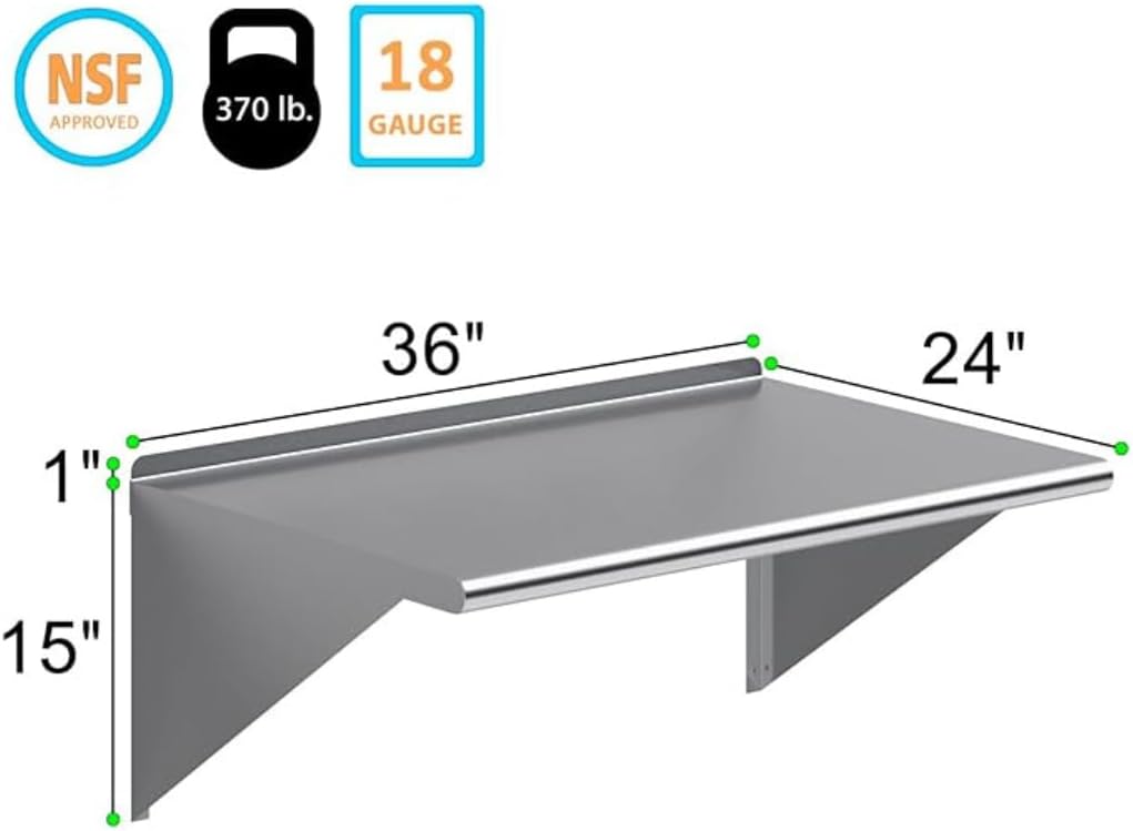 Express KitchQuip Stainless Steel Wall Shelf 24x36