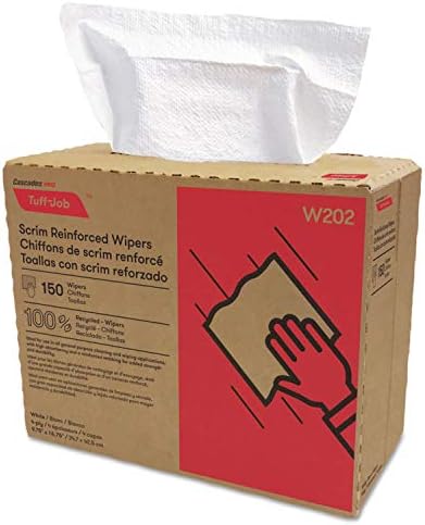 Cascades Tuff-Job Scrim Reinforced Wipers 9 34x16 34 White 150Box