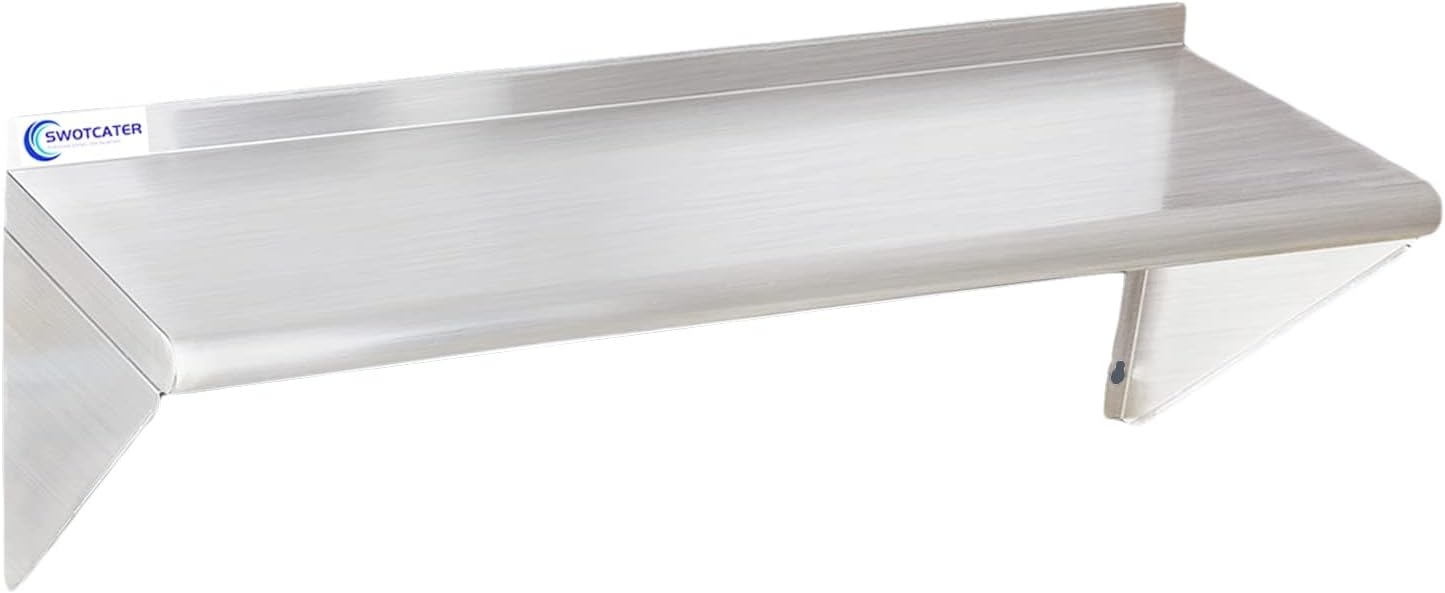 Stainless Steel Shelf 12x36 Inch Heavy Duty Wall Mount Storage Rack