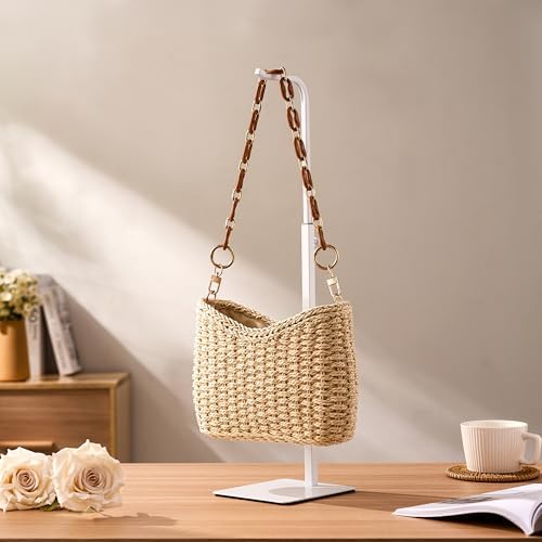 2 Pcs Purse Holder Handbag Display Stand Adjustable Hook Stand for Tabletop Closet Desk Retail Use White