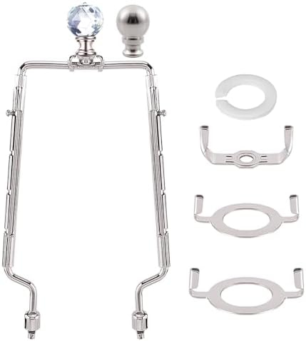 8-9-10-11 Inch Nickel Lamp Harp Holder Adjustable Height Harp Kit with Crystal Metal Finial