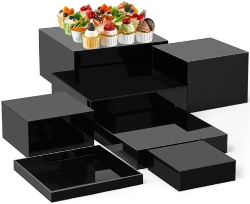 Leinuosen 7 Pcs Large Buffet Risers Set Black