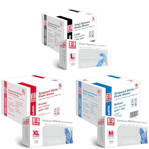 Basic Medical Vinyl Nitrile Exam Gloves - Latex-Free Powder-Free - Case of 1000 Medium