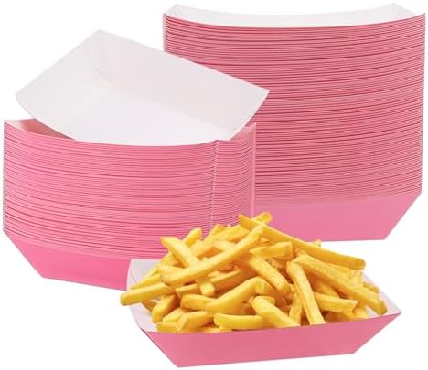 100 Pack 3LB Paper Food Trays with Pink Color