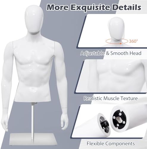 Goplus Male Mannequin Torso with Stand