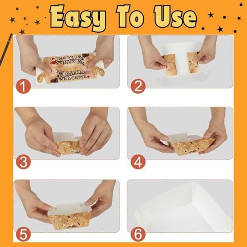 Zoyeven 50-Pack Wizard Themed Paper Food Trays Halloween Party Supplies