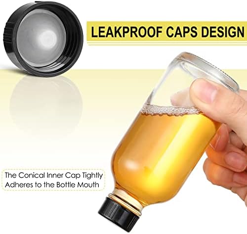 10 Pack 4 oz Clear Glass Bottles with Lids and 3 Funnels - Leakproof Travel and Sample Bottles for Liquids