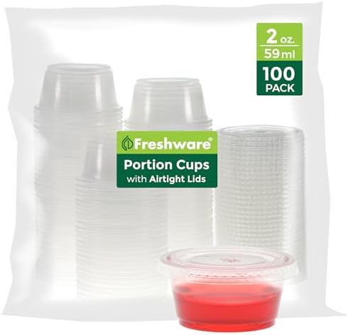 Freshware 2 Ounce Portion Cups with Lids 100 Sets