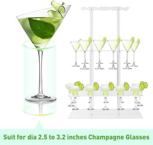 Laumffon Champagne Tower Display Stand 32 Slots 3 Tier