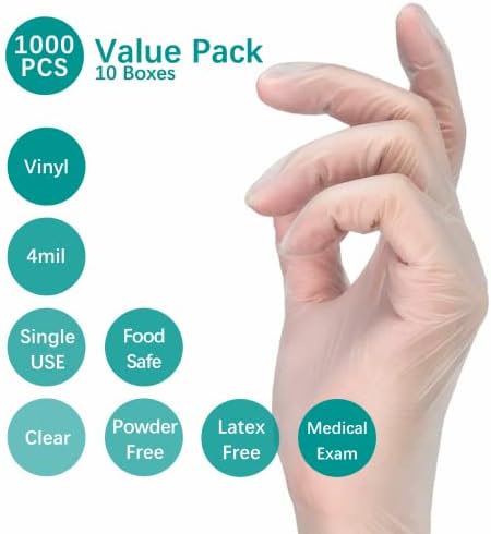 DrGreenPanda Clear Vinyl Food Safe Gloves Latex Free Powder Free